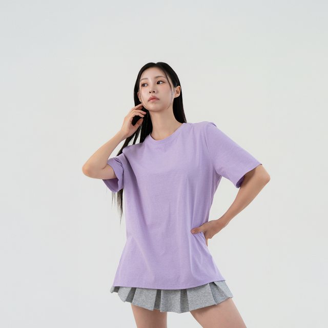 에센셜 프레시온 루즈핏 사이드슬릿 롱 힙커버 숏슬리브